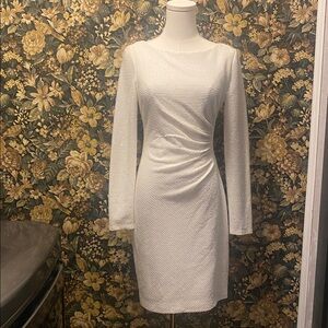 Vince Camuto Cream Ruched Asymmetrical Sheath Dress